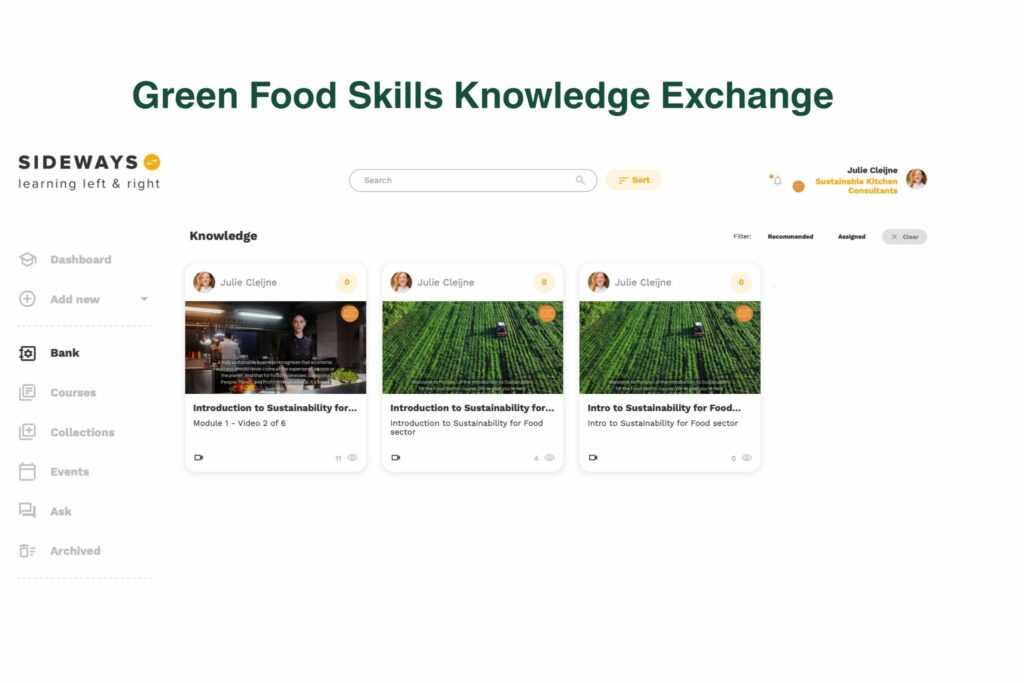 Screenshot of a knowledge exchange platform for sustainability learning