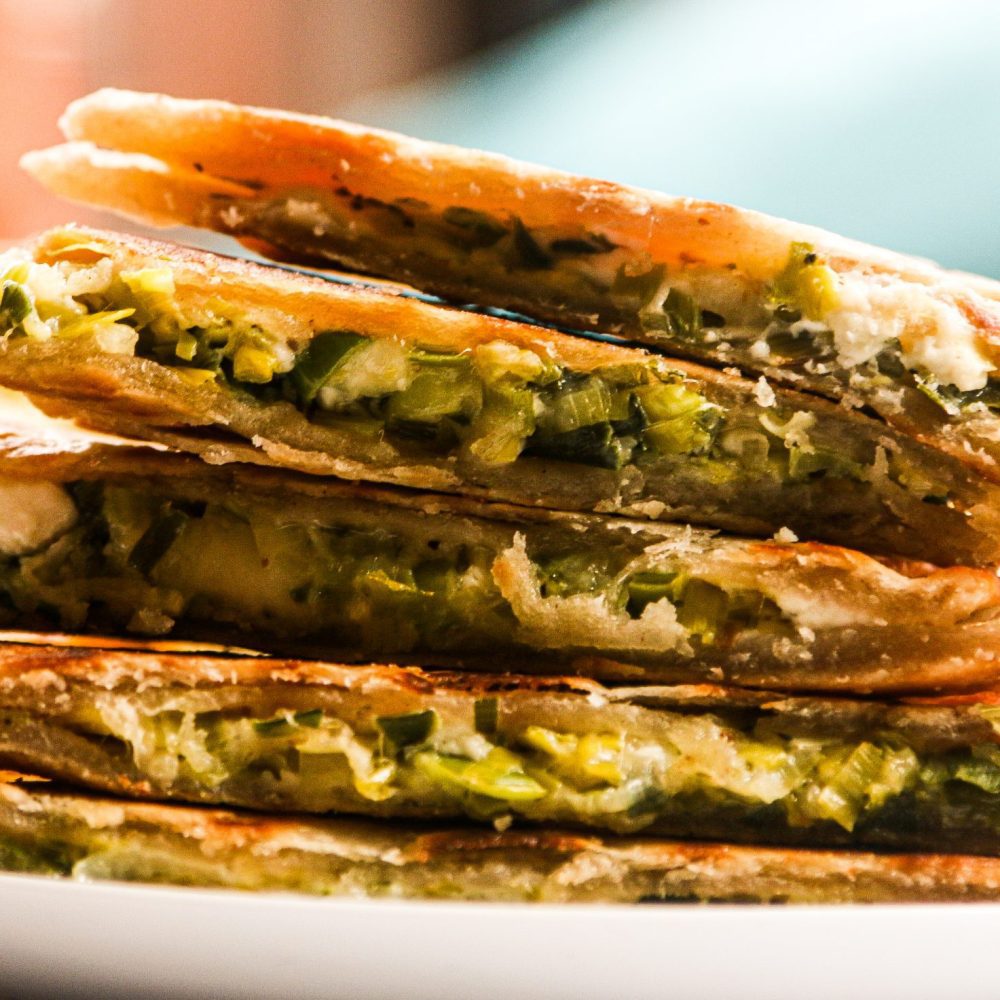 Turkish style Gozleme, with Leeks